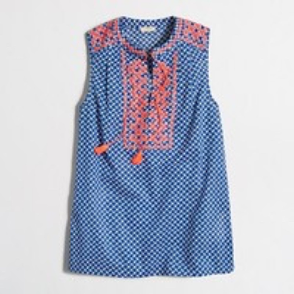 J.Crew Sleeveless Embroidered Cotton Top Size 4